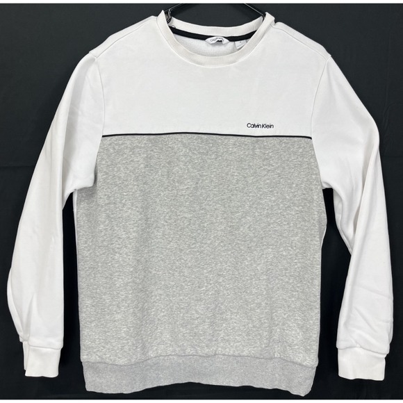 Calvin Klein Other - EUC Calvin Klein Men White Gray Colorblock Crewneck Fleece Sweatshirt Pullover M